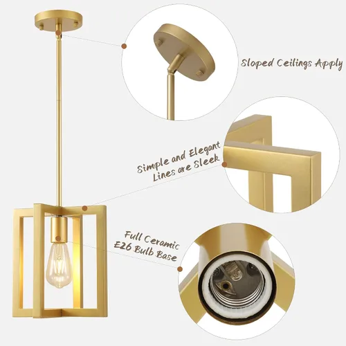 Miniatura 7 de Klgxnrd Mini moderna iluminación colgante dorada de granja para isla de cocina, lámpara industrial ajustable para entrada colgante para pasillo
