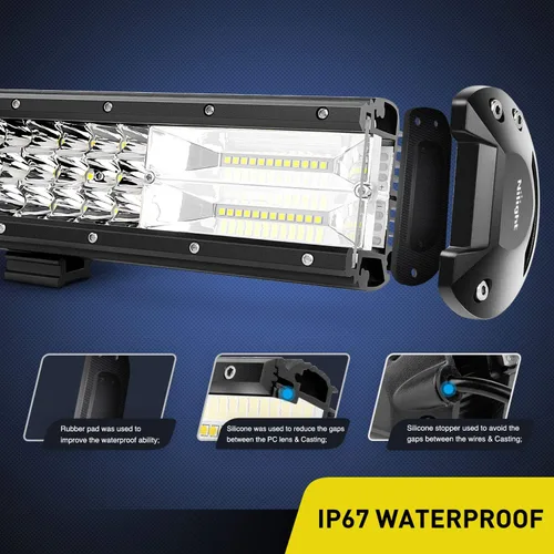 Miniatura 5 de Nilight - 18003C-A barra de luz LED de 15 pulgadas, 216 W, triple fila, haz combinado de luz difusa y concentrada, 21600 lúmenes, súper brillante