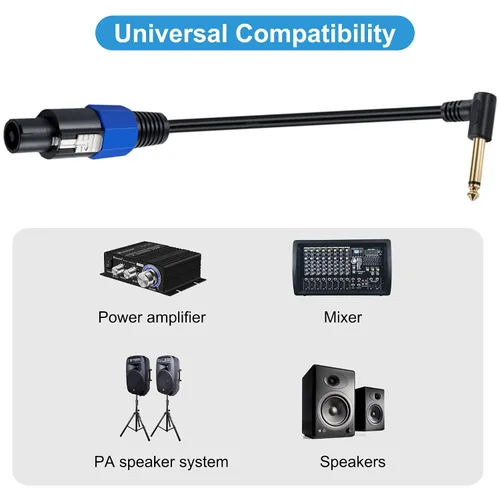Miniatura 3 de Cable Speakon a 1/4 mono altavoz - 19.7 in/0.5FT TD Speakon a 1/4 TS adaptador de ángulo recto para altavoces DJ/PA Speakon macho a 1/4 macho
