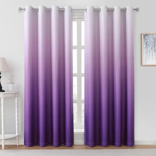 Miniatura 14 de HOMEIDEAS Cortinas Blackout Negras Ombré de 52 x 63 Pulgadas de Largo Degradado Oscurecimiento de Habitación Aislamiento Térmico Ahorro de Energía