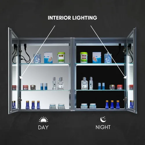 Miniatura 4 de Blossom Rigel - Botiquín de 20 x 26 pulgadas con espejo LED empotrado o superficie con luces, gabinete de baño con bisagra derecha, desempañador