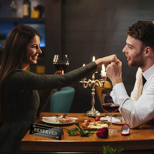 Miniatura 5 de DI QIU REN 10 letreros de mesa reservados, letrero acrílico para mesa de reserva de invitados, letreros de asiento reservado de doble cara, letrero