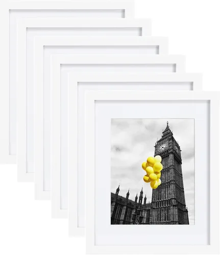 Miniatura 11 de Juego de 6 portarretratos de 5 x 7, para galería de fotos de 4 x 6 pulgadas con paspartú o de 5 x 7 pulgadas sin paspartú, marcos de fotos para Negro
