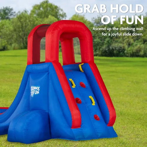Miniatura 3 de Sunny & Fun Parque acuático inflable de un solo anillo – Resistente para la diversión al aire libre – Pared de escalada, tobogán y piscina profunda