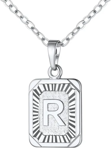 U7 Collar con monograma A-Z 26 letras colgantes chapado en oro de 18 quilates, chapado en platino, collares cuadrados con inicial mayúscula para