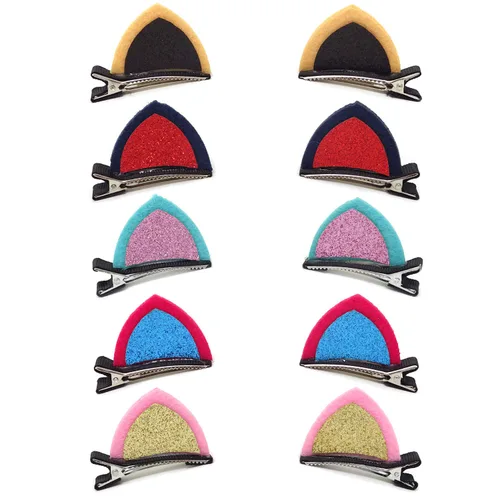 Honbay Pinzas para el pelo con orejas de gato con lentejuelas brillantes, 10 unidades (5 pares) lindas pinzas para el pelo de cocodrilo de animales