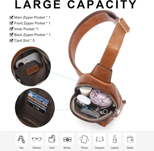 Miniatura 4 de CLUCI Small Sling Bag for Women, Leather Crossbody Fanny Packs Trendy, Women's Chest Bag