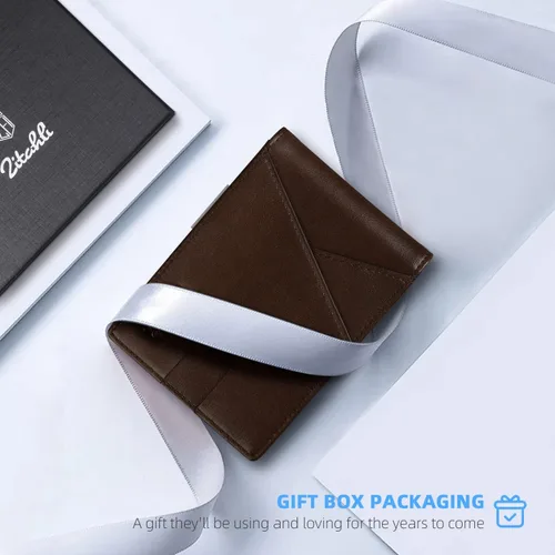 Miniatura 113 de Zitahli - Billeteras delgadas RFID para hombres, billetera de cuero flexible con clip de dinero, cartera minimalista con bolsillo frontal