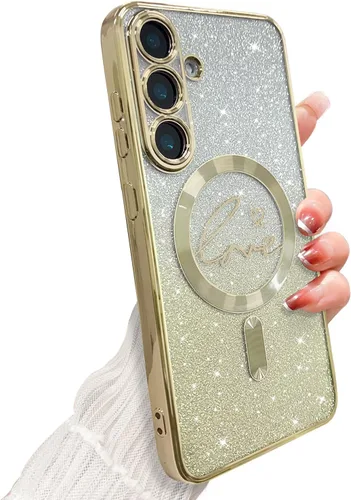 Miniatura 76 de ZONRW - Funda para Samsung Galaxy S22 Ultra magnética, para mujeres y niñas, cubierta trasera suave, lujosa, con corazón de amor, bling, degradado