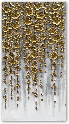 Miniatura 19 de Epicler art Pintura al óleo decorativa de flores 3D moradas pintadas a mano, arte de pared decorativo de pared de flores, arte moderno, sala