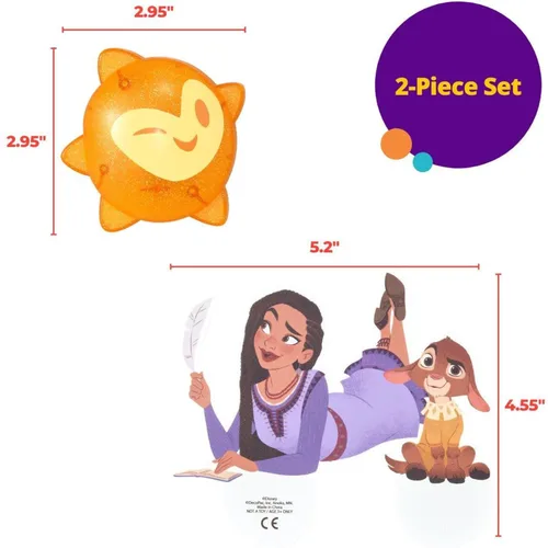 Miniatura 6 de DecoSet Disney Wish Shining Star - Juego de decoración de 2 piezas con Asha, Valentino y estrella iluminada, para cumpleaños y celebraciones