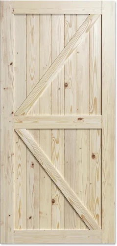 SmartStandard Puerta corredera de madera de granero de 40 x 84 pulgadas preperforada lista para montar, losa con paneles de madera de abeto maciza