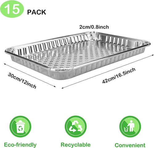 Miniatura 2 de Paquete de 15 bandejas desechables de papel de aluminio para parrilla, forros de rejilla para parrilla, accesorios para parrilla de barbacoa