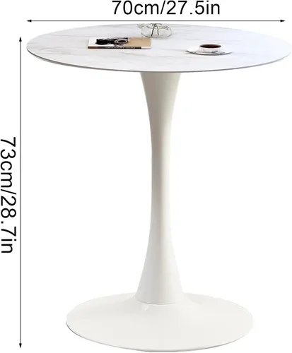 Miniatura 7 de HM&DX Mesa de comedor redonda con parte superior de mármol sintético y base de pedestal, moderna mesa de ocio para bar, mesa auxiliar de espacio