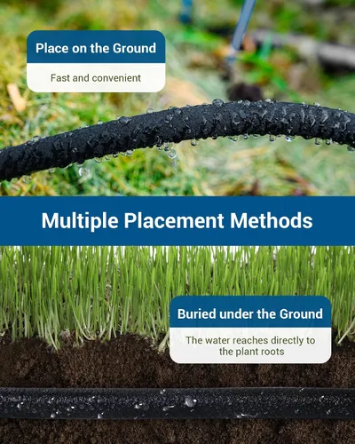 Miniatura 6 de DEWENWILS Manguera de remojo de 50 pies para camas de jardín, manguera de goteo redonda de 1/2 pulgada con regulador de presión, ahorra un 75%