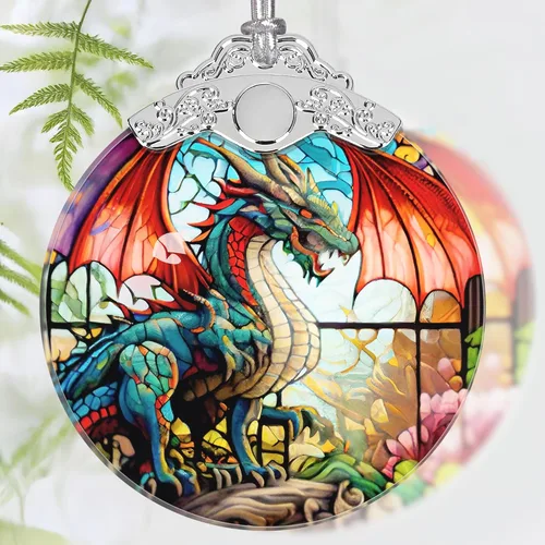 Miniatura 12 de Adorno de Navidad, Adornos 2025 para Árbol de Navidad, Adorno Colgante de Vidrio Emplomado, Adornos Navideños, Idea de Regalo Única - Un Par de Búhos