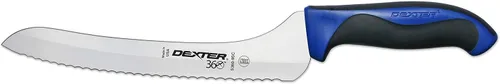 Miniatura 5 de Dexter-Russell Rebanadora Offset Festoneada de 9 pulgadas con Mango Rojo – S360-9SCR, Hoja de Acero Inoxidable de Alto Carbono, Agarre Ergonómico