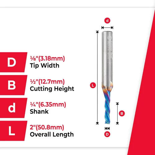 Miniatura 4 de Amana Tool 46051-K SC Spektra Extreme Tool Life Coated Spiral Plunge 1/8 de diámetro x 1/2 CH x 1/4 SHK 2 pulgadas de largo