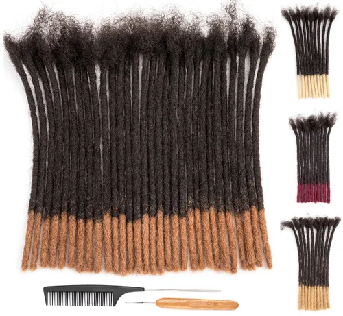 Miniatura 42 de DAIXI 0.2cm y 0.4cm y 0.6cm y 0.8cm de grosor 4-18 pulgadas 10 hebras extensiones de rastas de cabello humano 100% real para hombres/mujeres