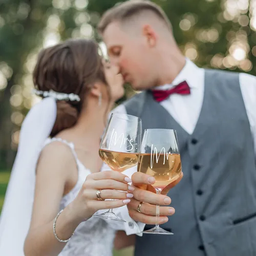 Miniatura 6 de AW BRIDAL Copas de vino Mr and Mrs Regalos de boda para parejas 2026, regalo de compromiso para parejas recién comprometidas, regalos de despedida