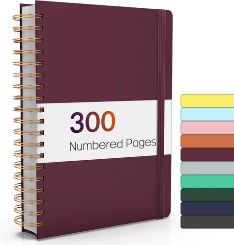 Miniatura 12 de Forvencer Cuaderno rayado en espiral con 300 páginas numeradas, diarios gruesos A5 para escribir con papel de 3.53 oz/m², cuadernos de tapa dura