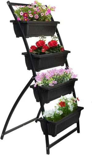 NuVue Products 26024 Avenue - Jardín vertical portátil de 4 niveles para cultivar plantas y flores comestibles, sin BPA, moderna torre de plantas
