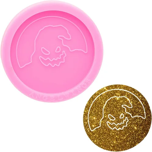 Miniatura 8 de Moldes de resina súper brillantes estilo fantasma de Halloween, molde de silicona epoxi para llavero con agujero, moldes de silicona para hacer