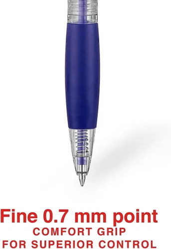 Miniatura 3 de STAPLES Bolígrafos retráctiles, punta fina de 0.028 in, tinta azul, paquete de 12 – Bolígrafos de escritura de precisión para uso en oficina