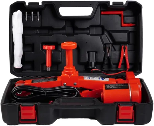 STANDTALL - Gato eléctrico para autos 3T, gato de piso de tijera, juego de elevador automático de 12V, kit de reparación de neumáticos para Rojo