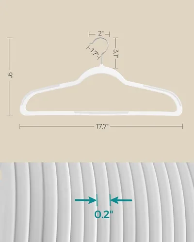 Miniatura 5 de SONGMICS - Perchas para ropa, paquete de 50 perchas de plástico para abrigos, ahorro de espacio, blanco en nube UCRP050W05 Blanco Nube
