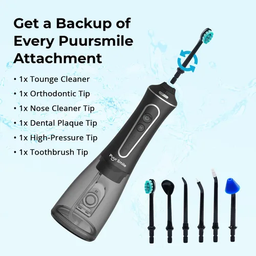Miniatura 4 de Puntas de repuesto negras para irrigador dental Puur Smile - 6 puntas de irrigador dental de agua Punta de chorro de irrigador oral Cuidado