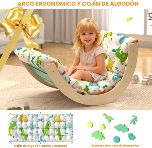 Miniatura 5 de Set de Triángulo Pikler con Cojín 9 en 1 Juguetes de Escalada para Niños Pequeños 1-3 Gimnasio de Escalada Interior para Bebés Juguetes Montessori