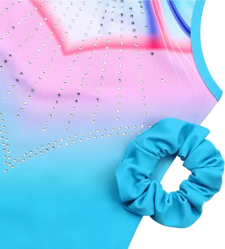 Miniatura 115 de MODAFANS Leotardos de gimnasia para niñas brillantes para bailar ballet, pantalones cortos con espalda cruzada