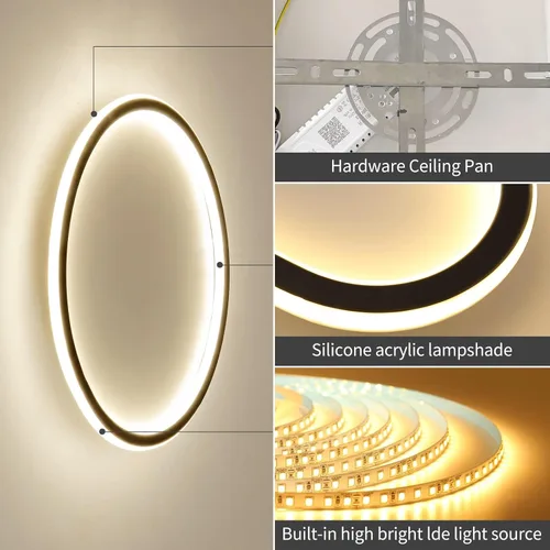 Miniatura 5 de Lámpara de techo de montaje empotrado de 15.7 pulgadas, lámpara de techo LED redonda de 40-60 W, lámpara de techo moderna y delgada, luces de techo