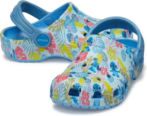 Miniatura 6 de Crocs Zuecos clásicos de puntada para niños, acetato de vinilo de etileno, diseño de punta redonda, correa de talón pivotante Puntadas/Floral
