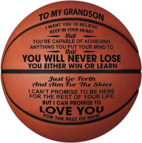 Miniatura 16 de KAAYEE Baloncesto grabado para nieto, baloncesto grabado para hijo de parte de mamá papá, regalos de baloncesto personalizados de 29.5 pulgadas