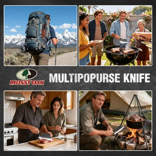 Miniatura 8 de Mossy Oak Cuchillo para carne, cuchillo de carnicero con funda de cuero auténtico, cuchillo de cocina forjado a mano, mango completo para cortar