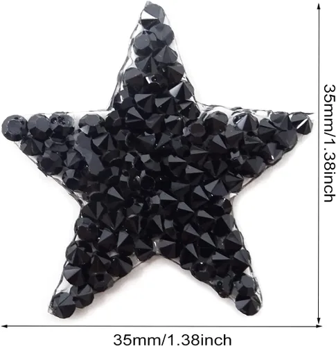 Miniatura 2 de Honbay Parches de diamantes de imitación en forma de estrella, adhesivos termofusibles, apliques de reparación de ropa, parches de decoración