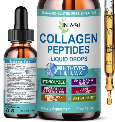 Gotas Líquidas de Péptidos de Colágeno, Péptidos de Colágeno Múltiples para la Salud de la Piel, el Cabello, las Uñas, las Articulaciones, los