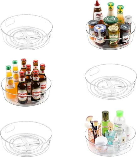 Miniatura 7 de GUZON Paquete de 4 Organizadores Lazy Susan, Mesa Giratoria Lazy Susan Transparente de 9 Pulgadas para Gabinete, Estante Giratorio de Especias
