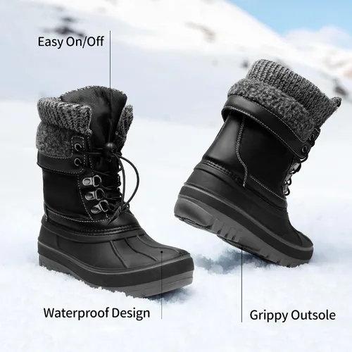 Miniatura 4 de DREAM PAIRS Botas de nieve, impermeables, con aislamiento, de invierno, para niño y niña