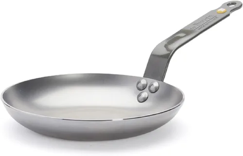 de Buyer MINERAL B Sartén para tortilla de acero al carbono, 8 pulgadas de diámetro, superficie de cocción de 5.5 pulgadas, acabado naturalmente