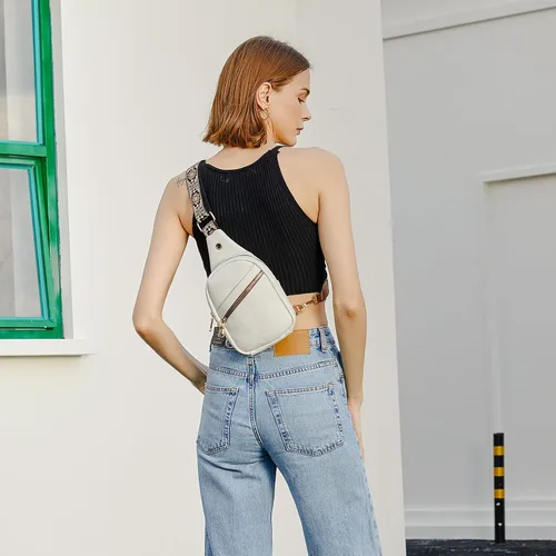 Miniatura 22 de Telena Bolso bandolera para mujer, bolso cruzado para mujer, cangurera de cuero vegano con correa ajustable