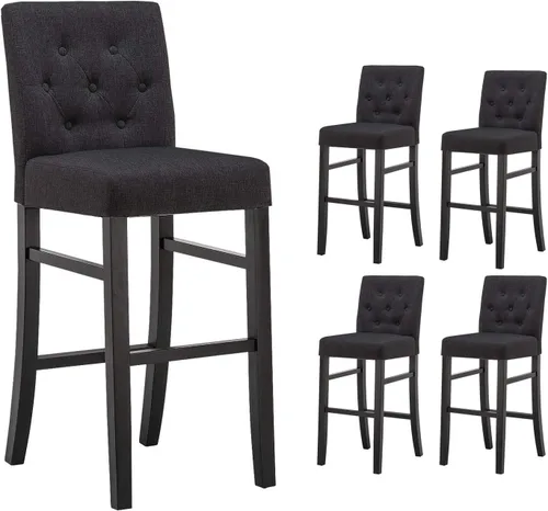 Juego de 4 taburetes de bar de 30 pulgadas de altura de mostrador con respaldo de tela, sillas de bar modernas con altura de asiento, taburetes de