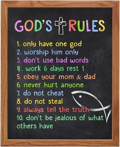Miniatura 10 de Decoración de pared de los Diez Mandamientos para niños, niñas, habitación de niños pequeños o guardería, arte de pared con versículos religiosos