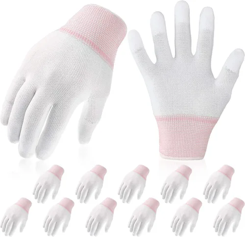 Miniatura 7 de SATINIOR 12 pares de guantes de acolchado con agarre a máquina, guantes de acolchado para movimiento libre (tamaño mediano, verde)