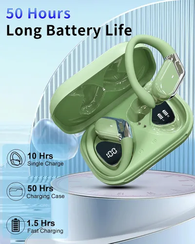 Miniatura 5 de Auriculares inalámbricos, auriculares Bluetooth 5.4 2026 con cancelación de ruido deportivo, auriculares sobre la oreja con ganchos para los oídos