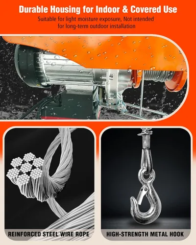 Miniatura 6 de Polipasto eléctrico de 880 libras, control remoto inalámbrico/con cable 2 en 1, cabrestante de elevación de ático de 110 V/120 V, velocidad de 16