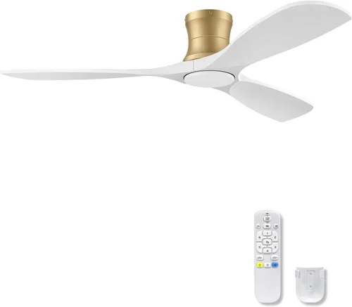 Miniatura 12 de Ventiladores de techo inteligentes de perfil bajo de 52 pulgadas con luces y control remoto, 3 aspas de madera, motor de CC silencioso, ventilador