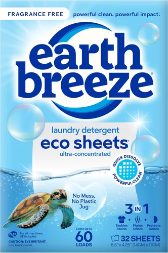 Miniatura 15 de Earth Breeze Hojas de detergente para ropa calmante lavanda, 60 cargas, sábanas ecológicas para lavandería, hojas de jabón de viaje para ciclos